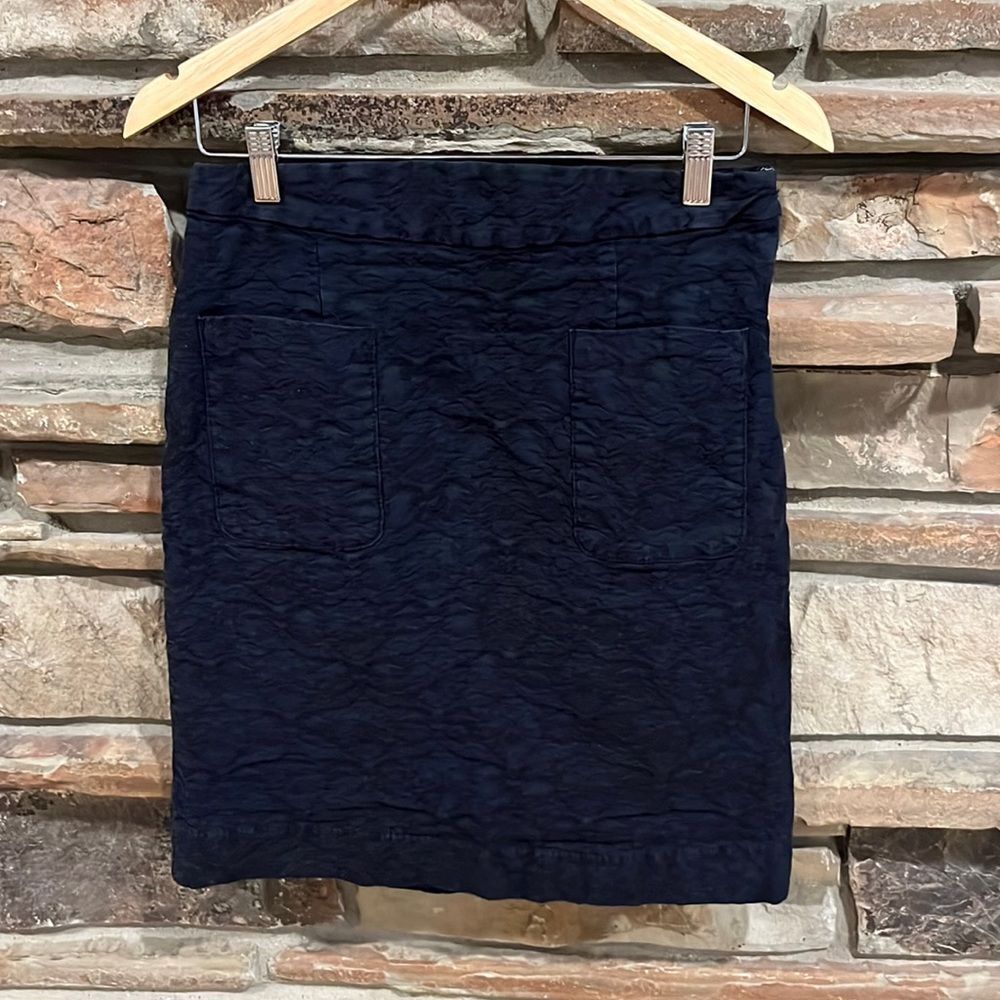 Anthropologie Moulinette Soeurs Navy Brocade Cotton Pencil Skirt